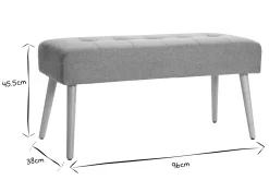 Banc scandinave capitonné en tissu effet velours texturé terracotta et bois clair L96 cm GUESTA