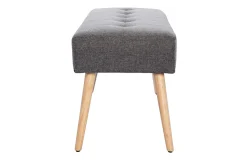 Banc scandinave capitonné en tissu effet velours texturé gris foncé et bois clair L96 cm GUESTA