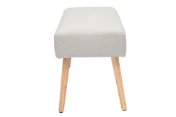 Banc scandinave capitonné en tissu effet laine bouclée blanc et bois clair L96 cm GUESTA