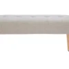 Banc scandinave capitonné en tissu effet velours texturé beige et bois clair L96 cm GUESTA