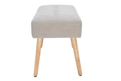 Banc scandinave capitonné en tissu effet velours texturé beige et bois clair L96 cm GUESTA