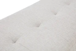 Banc scandinave capitonné en tissu effet velours texturé beige et bois clair L96 cm GUESTA