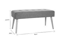 Banc scandinave capitonné en tissu effet velours texturé beige et bois clair L96 cm GUESTA