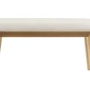 Banc scandinave en tissu effet velours texturé beige et bois clair L92 cm ELION