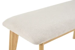 Banc scandinave en tissu effet velours texturé beige et bois clair L92 cm ELION