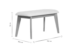 Banc scandinave en tissu effet laine bouclée blanc et bois clair L92 cm ELION