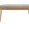Banc scandinave en tissu gris clair et bois clair L92 cm ELION
