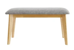 Banc scandinave en tissu gris clair et bois clair L92 cm ELION