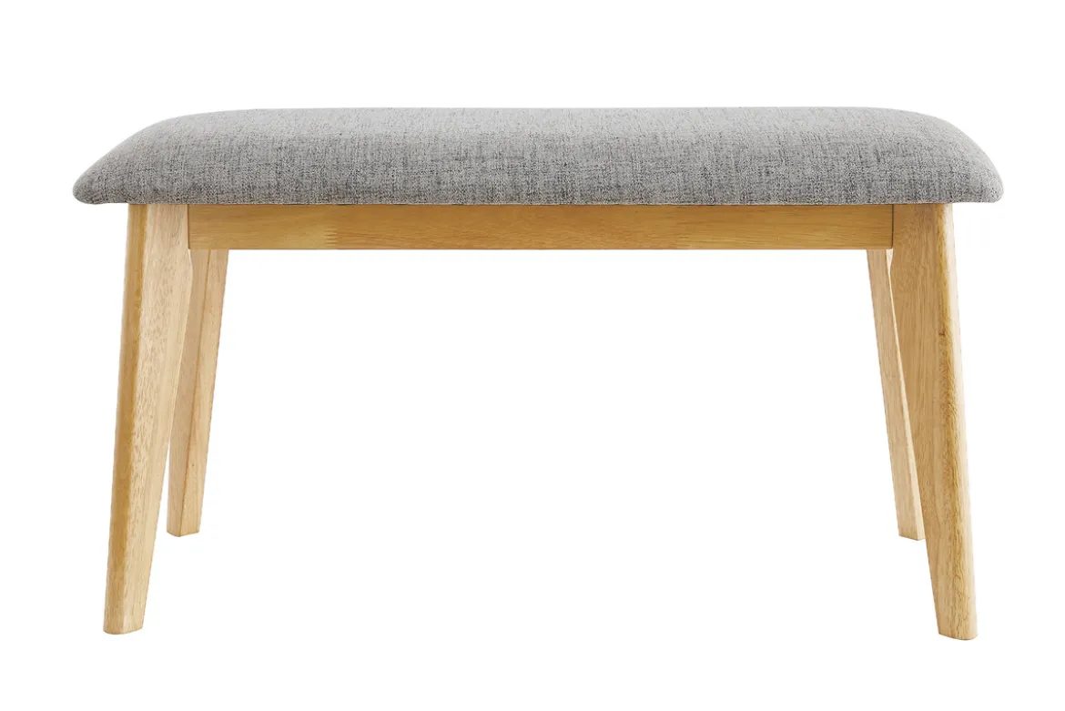 Banc scandinave en tissu gris clair et bois clair L92 cm ELION