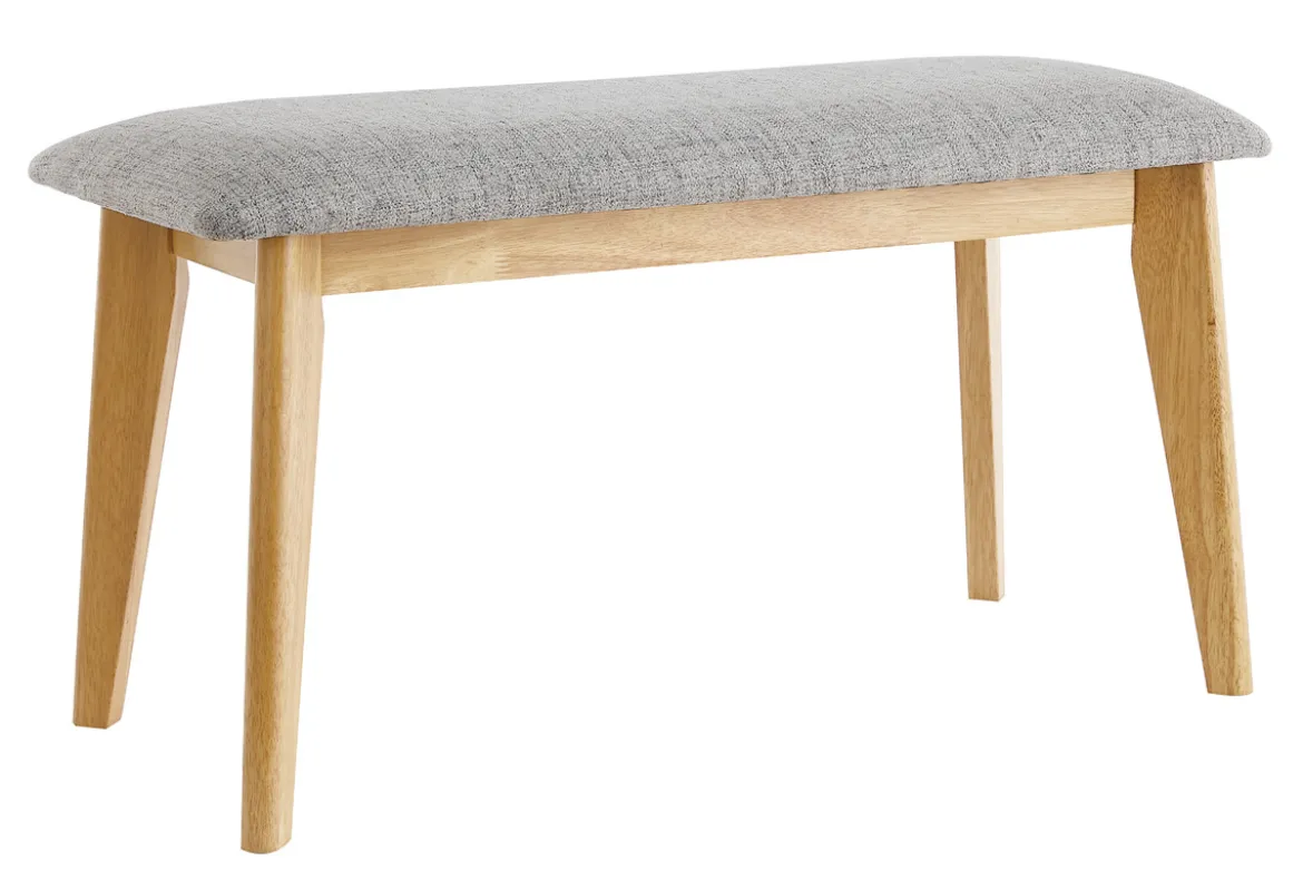 Banc scandinave en tissu gris clair et bois clair L92 cm ELION