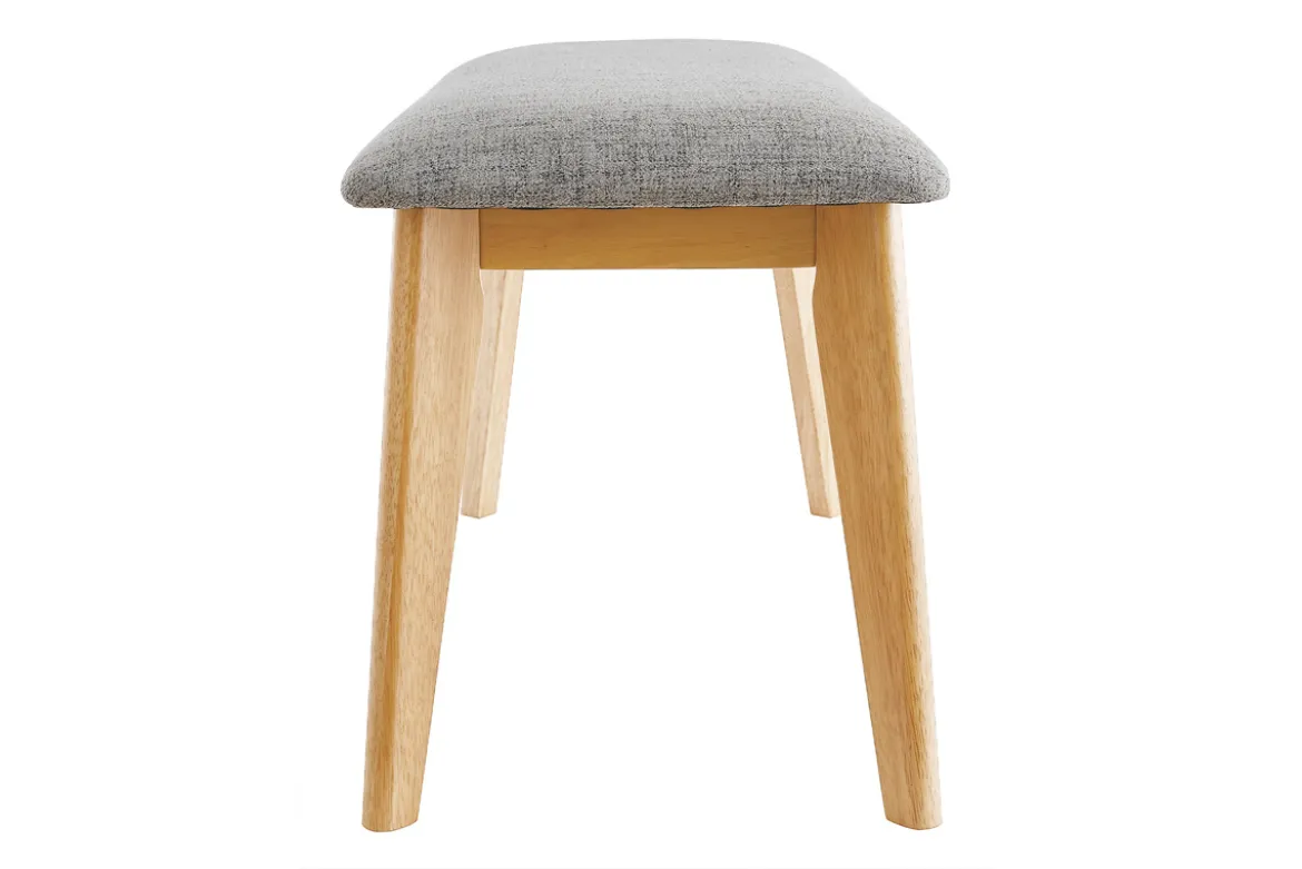 Banc scandinave en tissu gris clair et bois clair L92 cm ELION