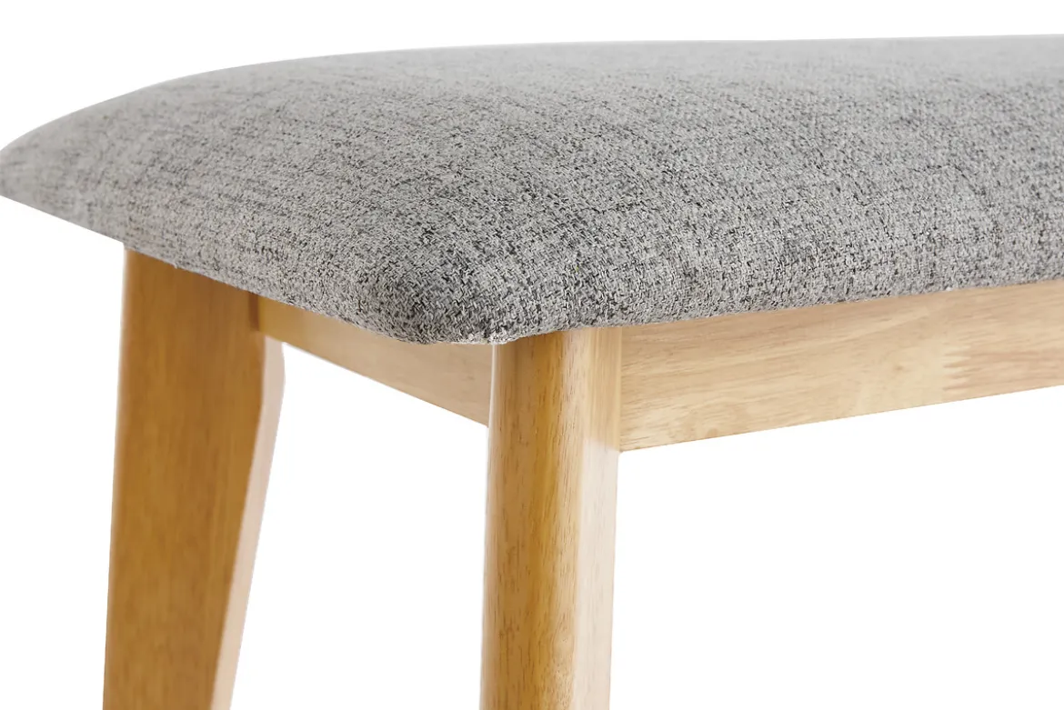 Banc scandinave en tissu gris clair et bois clair L92 cm ELION