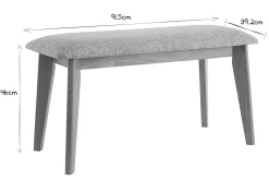 Banc scandinave en tissu gris clair et bois clair L92 cm ELION