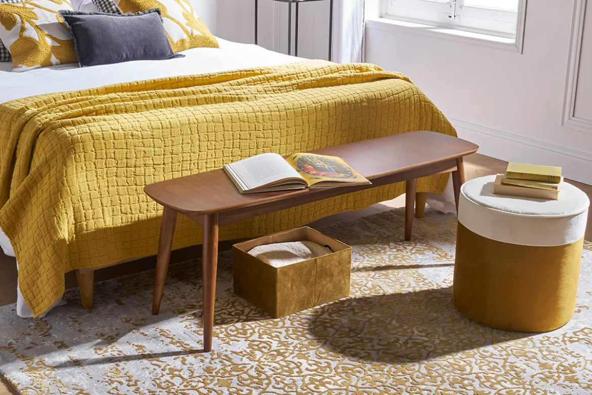 Banc vintage bois foncé noyer L130 cm NORDECO