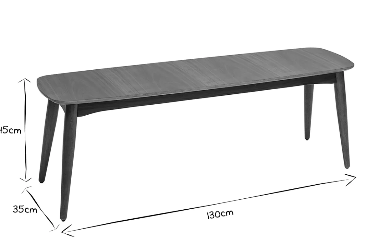 Banc vintage bois foncé noyer L130 cm NORDECO