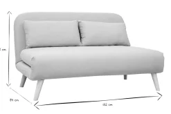 Banquette convertible 2 places en tissu gris clair et bois clair AMIKO