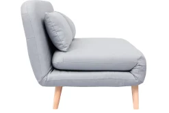 Banquette convertible 2 places en tissu gris clair et bois clair AMIKO