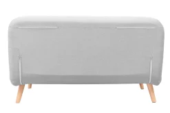 Banquette convertible 2 places en tissu gris clair et bois clair AMIKO