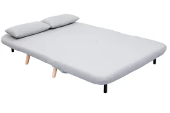 Banquette convertible 2 places en tissu gris clair et bois clair AMIKO