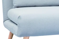 Banquette convertible 2 places en tissu gris clair et bois clair AMIKO