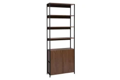 Bibliothèque avec rangements finition bois foncé noyer et métal noir L80 cm MAXENCE