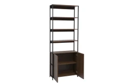 Bibliothèque avec rangements finition bois foncé noyer et métal noir L80 cm MAXENCE