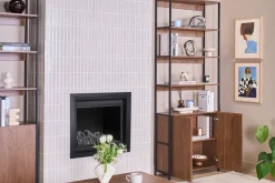 Bibliothèque avec rangements finition bois foncé noyer et métal noir L80 cm MAXENCE