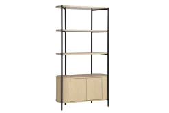 Bibliothèque avec rangements finition bois clair chêne et métal L100 cm ZORA