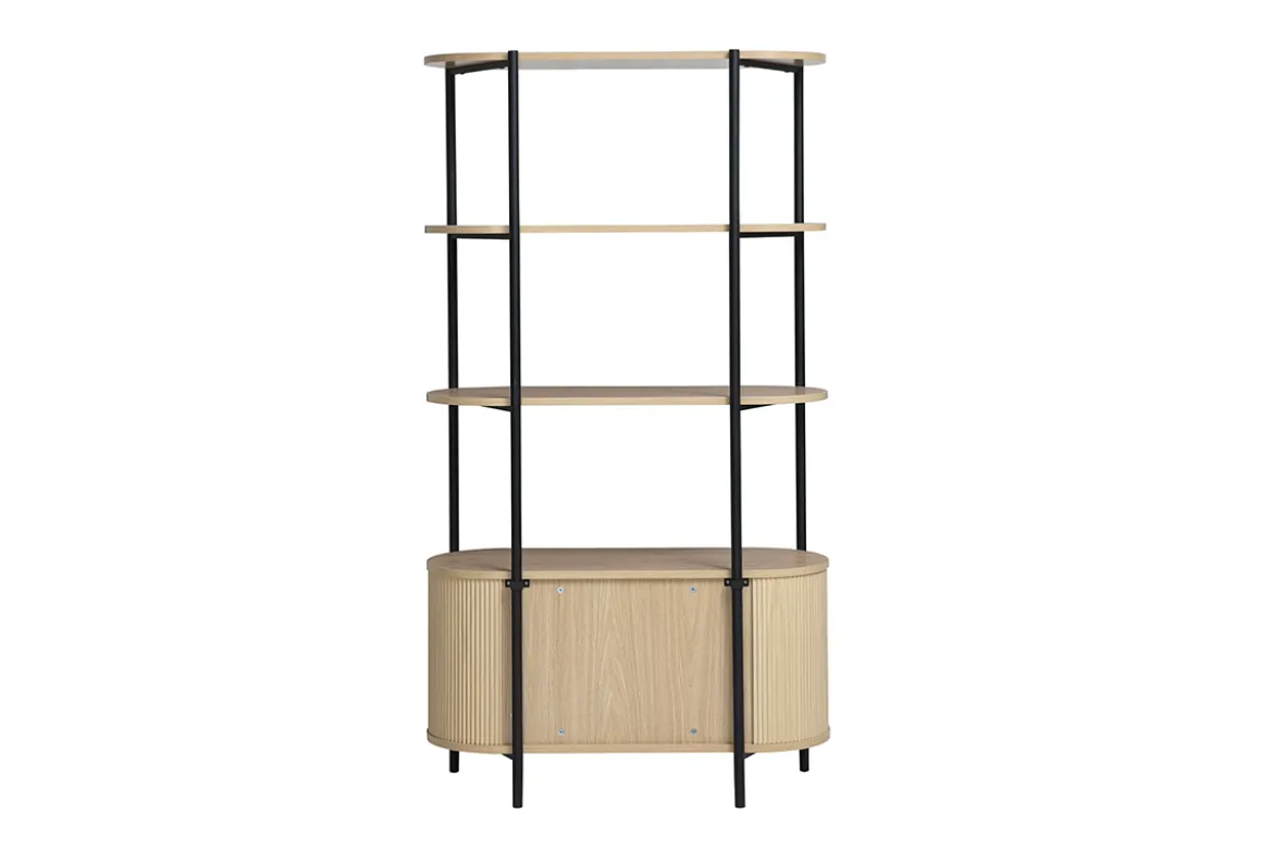 Bibliothèque avec rangements finition bois clair chêne et métal L100 cm ZORA