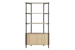 Bibliothèque avec rangements finition bois clair chêne et métal L100 cm ZORA
