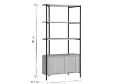 Bibliothèque avec rangements finition bois clair chêne et métal L100 cm ZORA