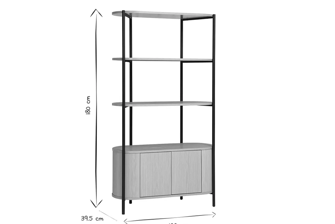 Bibliothèque avec rangements finition bois clair chêne et métal L100 cm ZORA