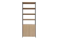 Bibliothèque avec rangements finition bois clair chêne et métal noir L80 cm MAXENCE