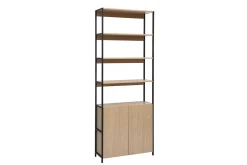 Bibliothèque avec rangements finition bois clair chêne et métal noir L80 cm MAXENCE