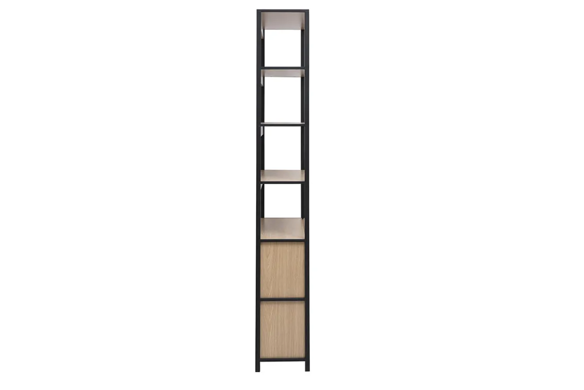 Bibliothèque avec rangements finition bois clair chêne et métal noir L80 cm MAXENCE