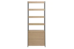Bibliothèque avec rangements finition bois clair chêne et métal noir L80 cm MAXENCE