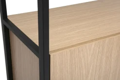 Bibliothèque avec rangements finition bois clair chêne et métal noir L80 cm MAXENCE