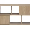 Bibliothèque basse avec rangements finition bois clair chêne L140 cm JANICE