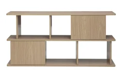 Bibliothèque basse avec rangements finition bois clair chêne L140 cm JANICE
