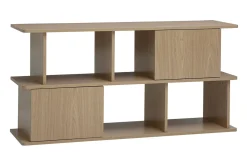 Bibliothèque basse avec rangements finition bois clair chêne L140 cm JANICE