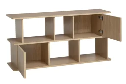 Bibliothèque basse avec rangements finition bois clair chêne L140 cm JANICE