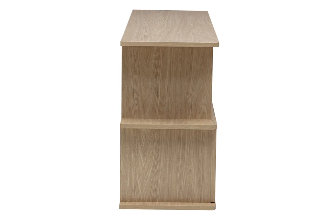 Bibliothèque basse avec rangements finition bois clair chêne L140 cm JANICE