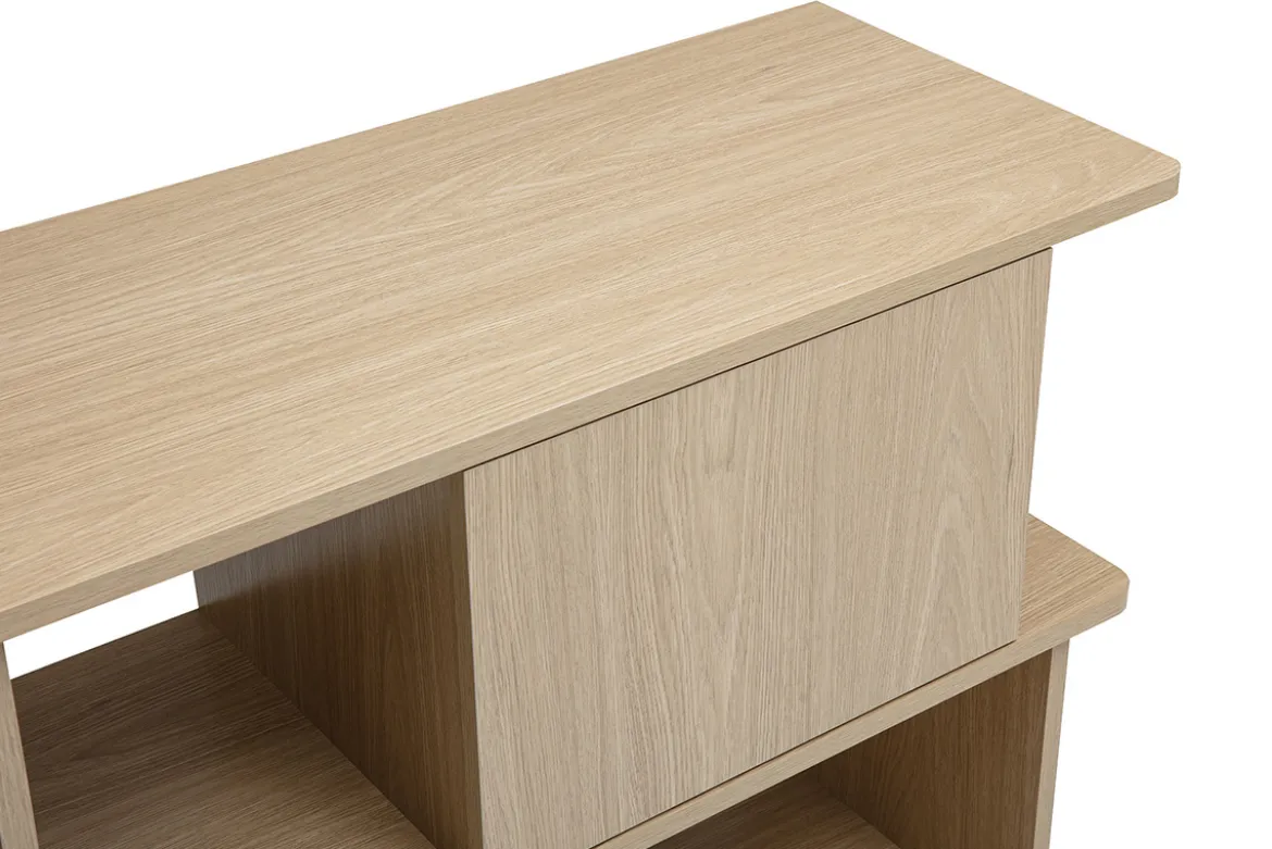 Bibliothèque basse avec rangements finition bois clair chêne L140 cm JANICE