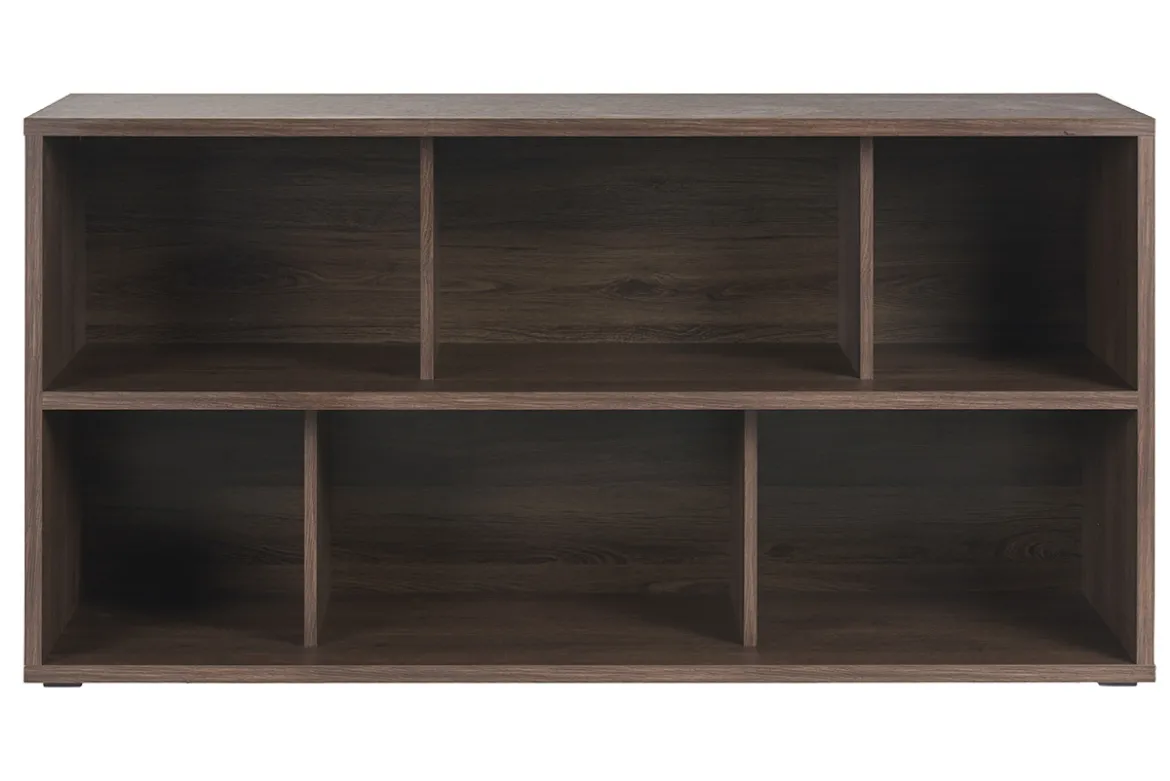 Bibliothèque basse finition bois foncé noyer L140 cm EPURE