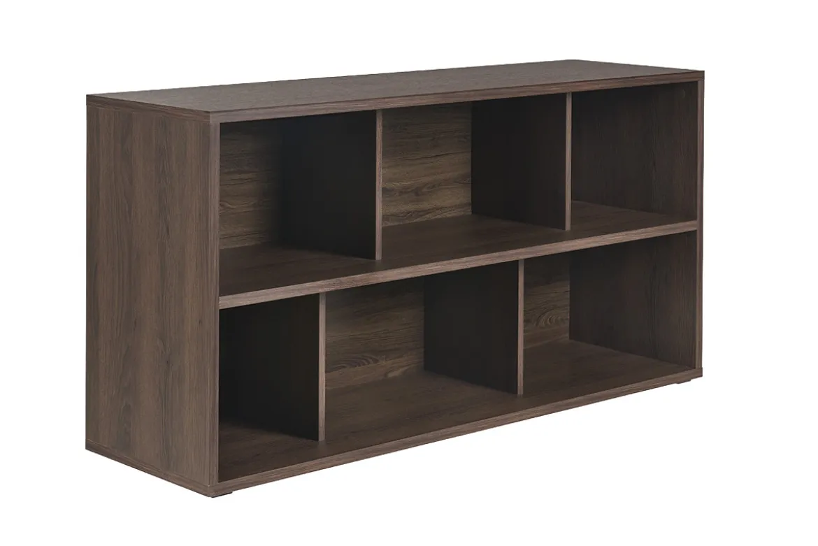 Bibliothèque basse finition bois foncé noyer L140 cm EPURE