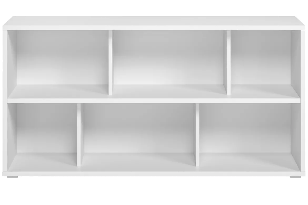 Bibliothèque basse finition bois blanc L140 cm EPURE