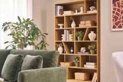 Bibliothèque design en bois clair L120 cm AZTEQUE