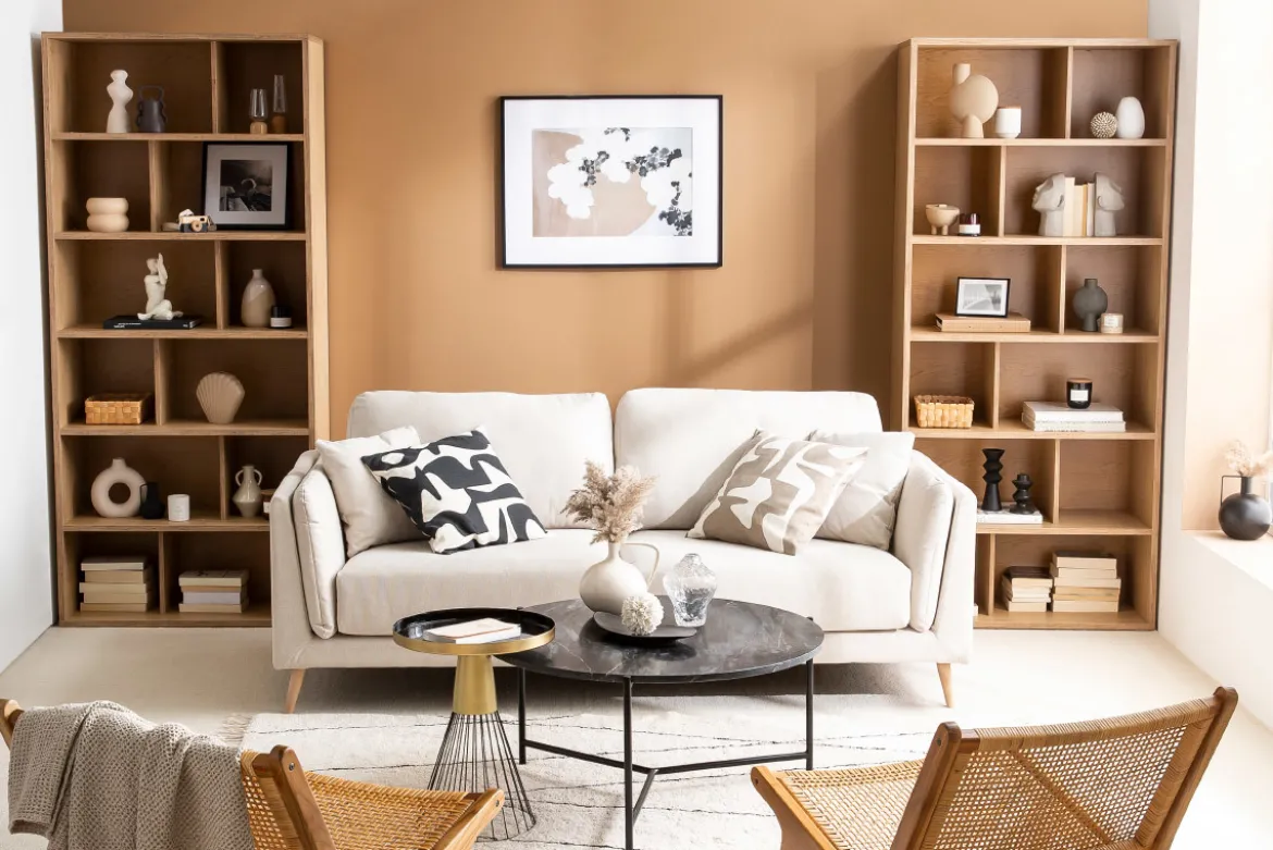 Bibliothèque design finition bois clair chêne L92 cm EPURE