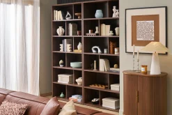 Bibliothèque design finition bois foncé noyer L92 cm EPURE