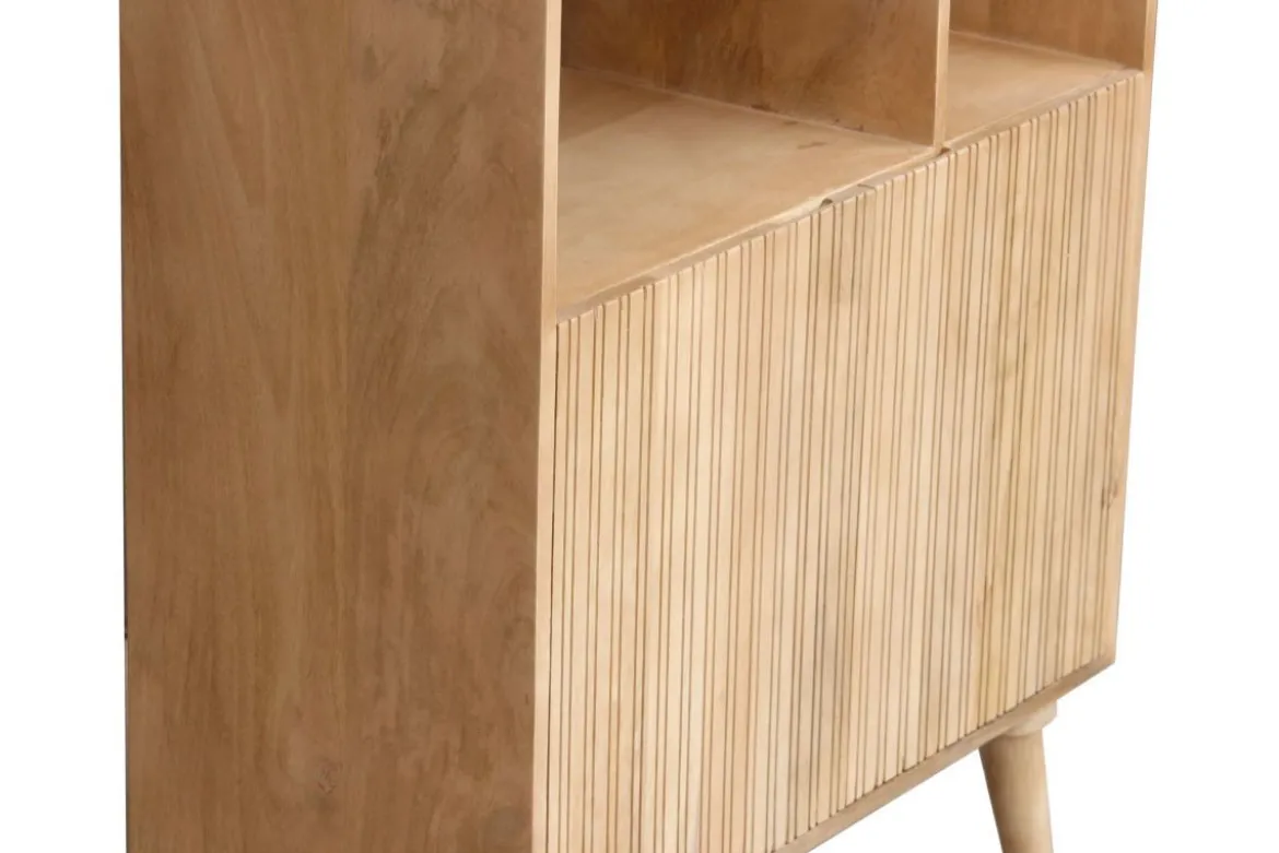 Bibliothèque en bois manguier massif 2 portes gravées L80 cm RUBIA